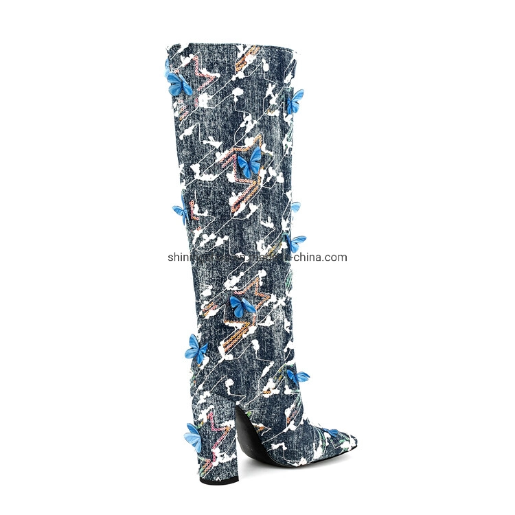 Fashion Women′s Denim Long Boots