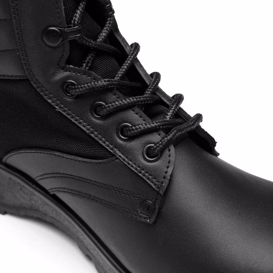 Split Leather Army Shoes Black Injection Breathable Military Combat Boots
