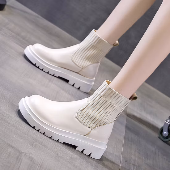 Chelsea-Stiefel für Damen mit niedrigem Absatz und modischer Knöchelstiefelette