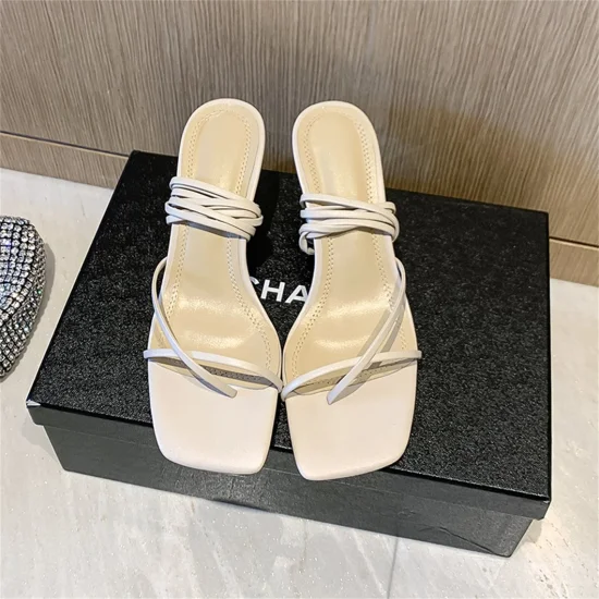 Weiße Riemchen-Absatz-Sandale, Knöchelriemen-High-Heels-Damen-Sandalen